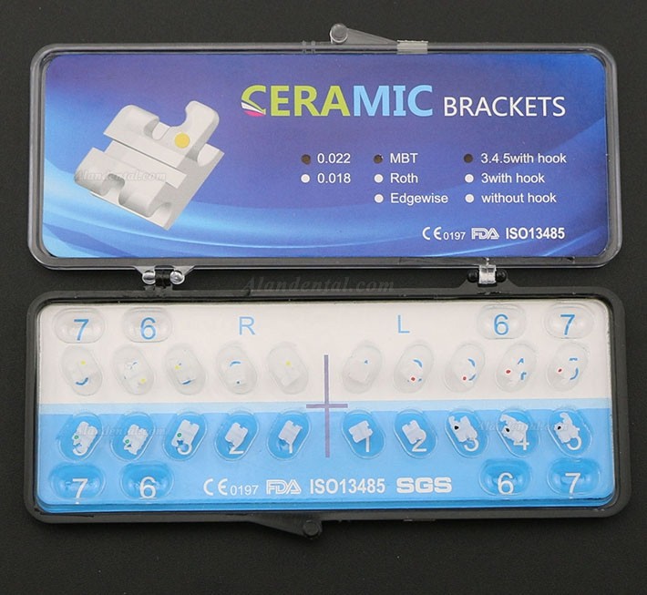 5Pack/20Pcs Dental Orthodontic Ceramic Bracket Braces MBT 022 345 Hooks